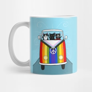 Happy Rainbow Road Trip Cats Mug